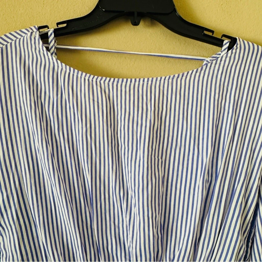 NWT Umgee Striped Puffed Sleeve Corset Top with Scoop Back Blouse Size S - Picture 6 of 9